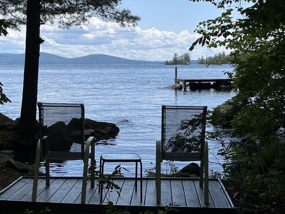 Access for kayak launch.  Our family's Loon Island in distance.