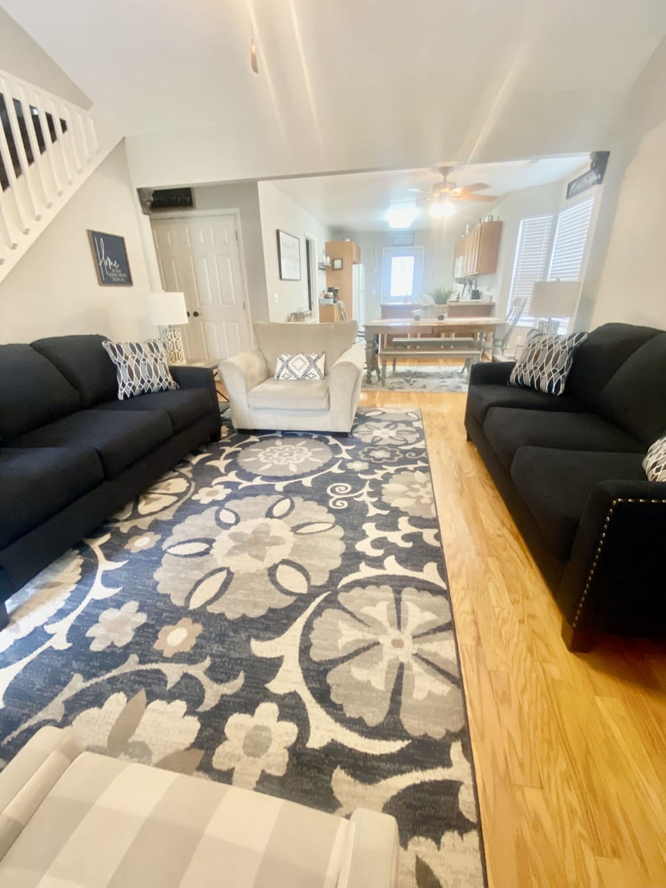 Open concept living, dining, and kitchen. 