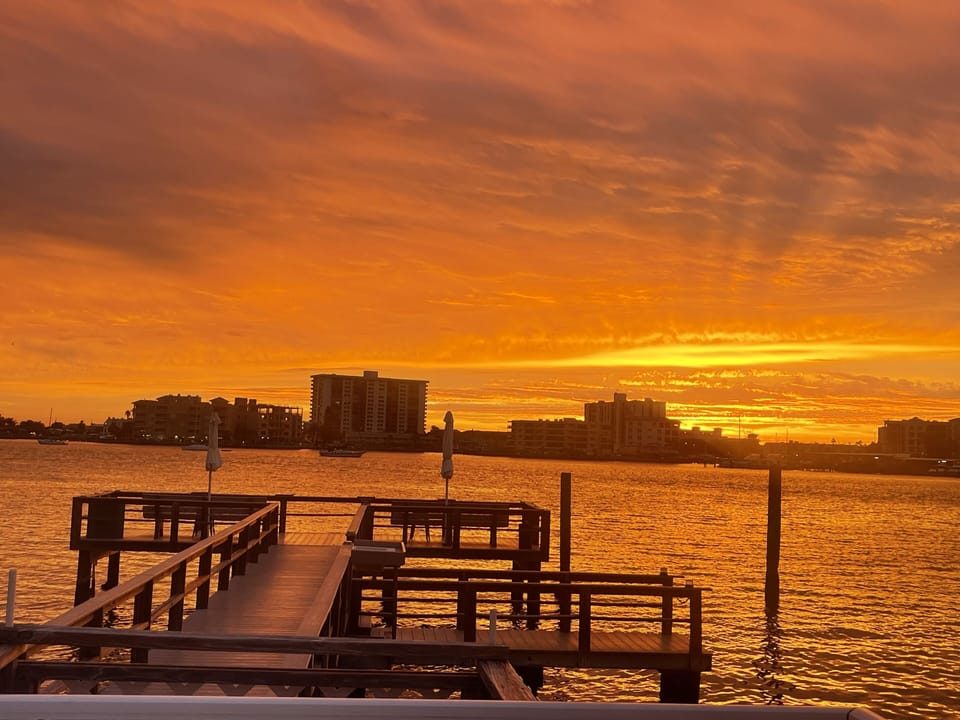 Sunset dock view at condo resort