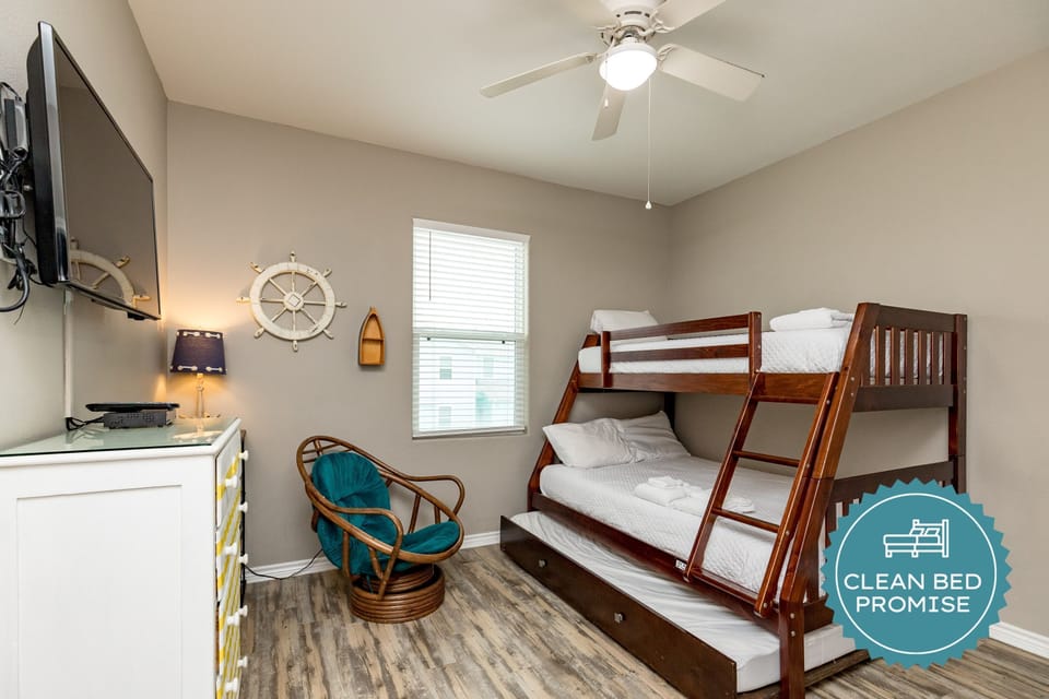 Sleep better at Padre Escapes with our exclusive Clean Bed Promise; providing fresh linens, comforters, and towels washed at high temperatures exceeding CDC recommendations, setting us apart for a truly restful vacation