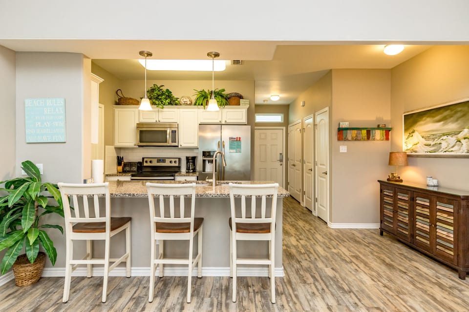Welcoming kitchen with a cozy breakfast bar
