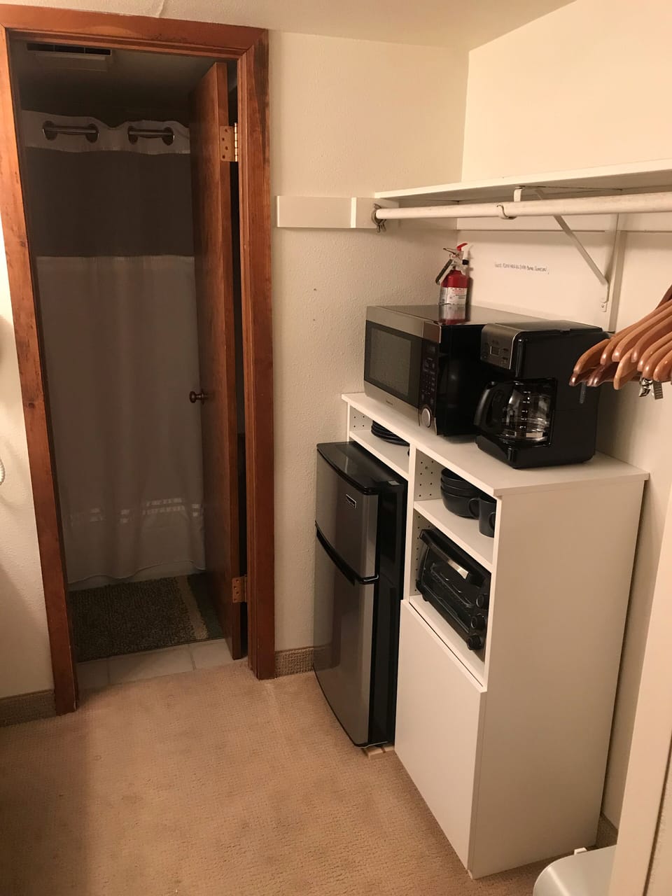 Newly installed kitchenette in closet area