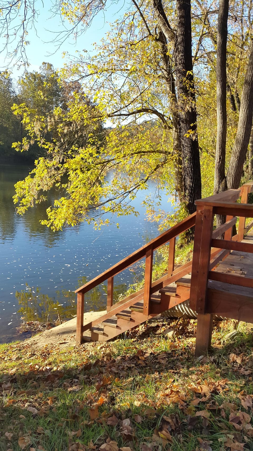 steps from deck to river...