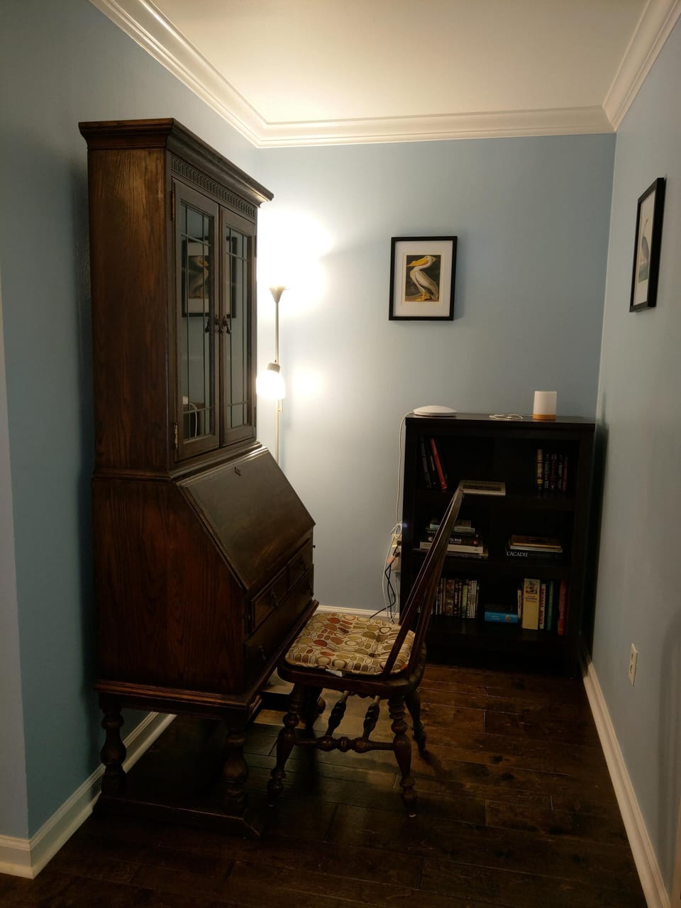 Work area with Antique Writing Desk, Bookshelf