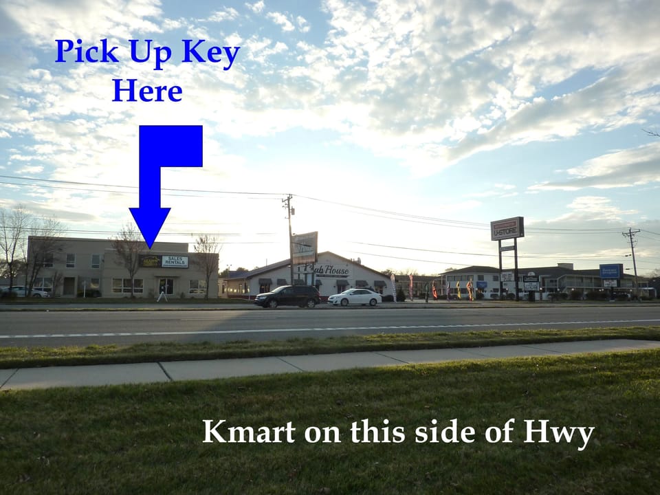The keys are picked up at Mann & Son on the southbound side of Rt # 1. 