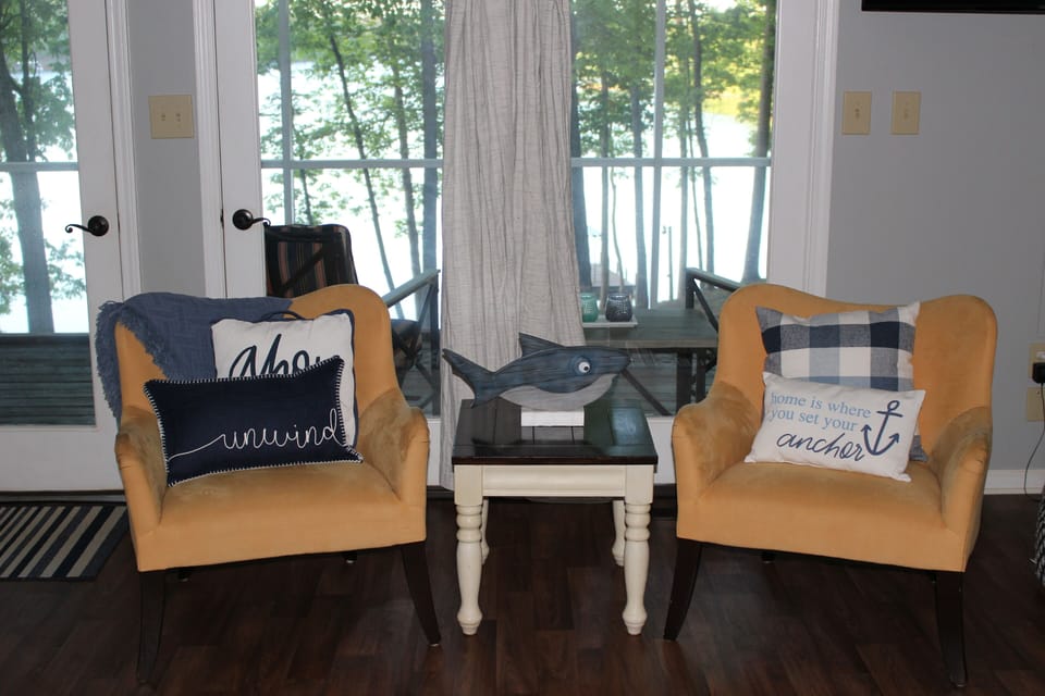 view of the lake from the den