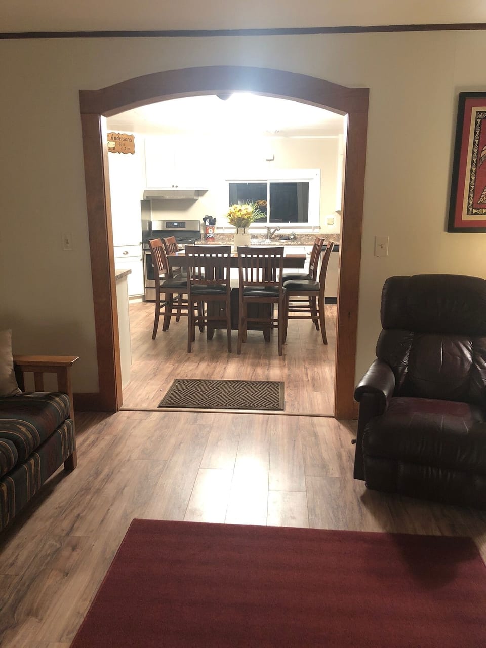 Looking from the Hearth Room to the Kitchen
