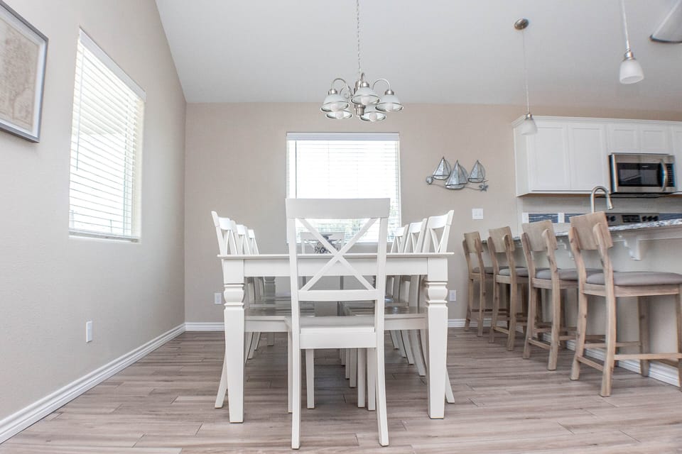 Kitchen seating - table for 8 plus 4 barstools
