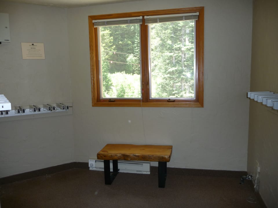 One of the ski locker rooms, 5th floor, just inside the door to the Corridor run