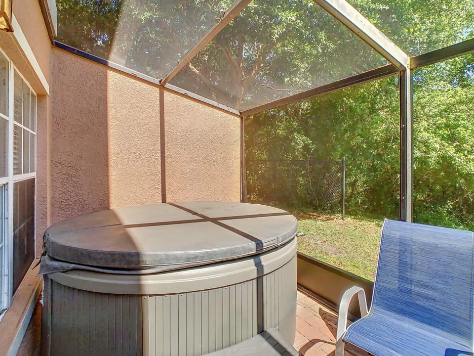 Private patio with hot tub