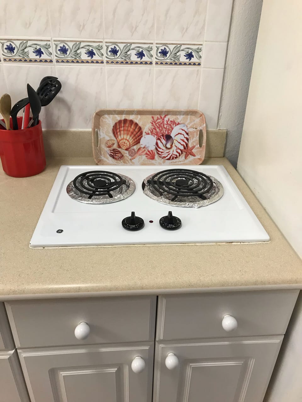 two stovetop burners 