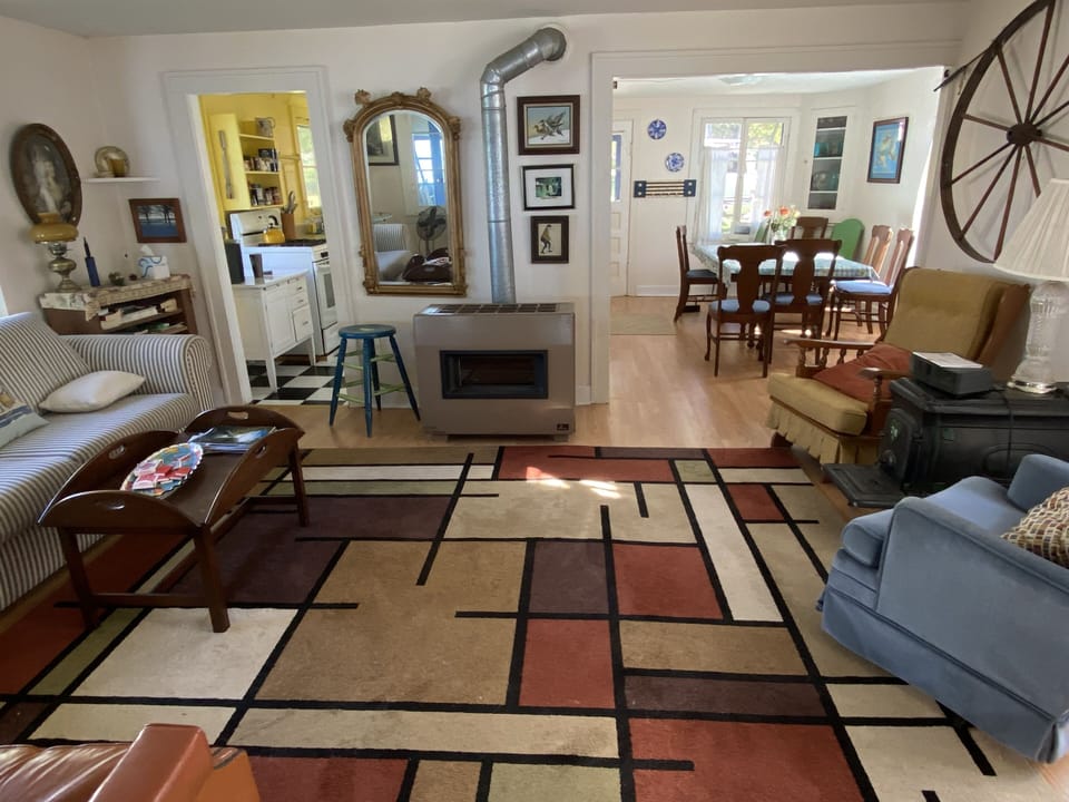 Living room with gas heater for cool days