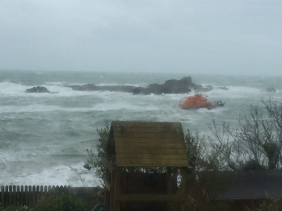 Stormy day and the lifeboat passes by