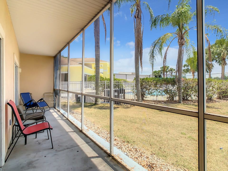 screened patio with access from master bedroom and living room