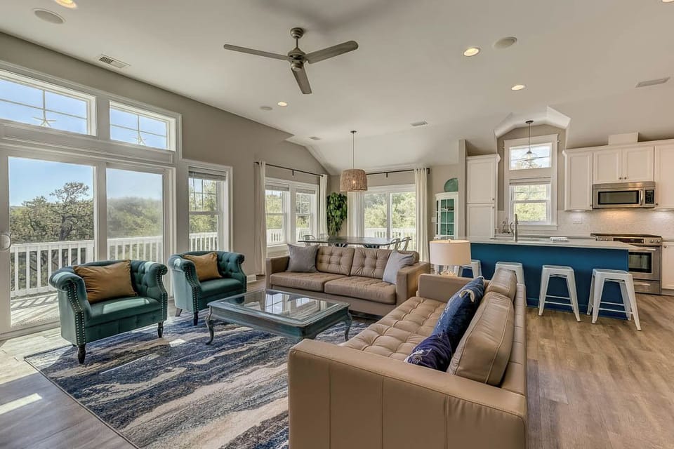 Top-Level Living Room with Deck Access