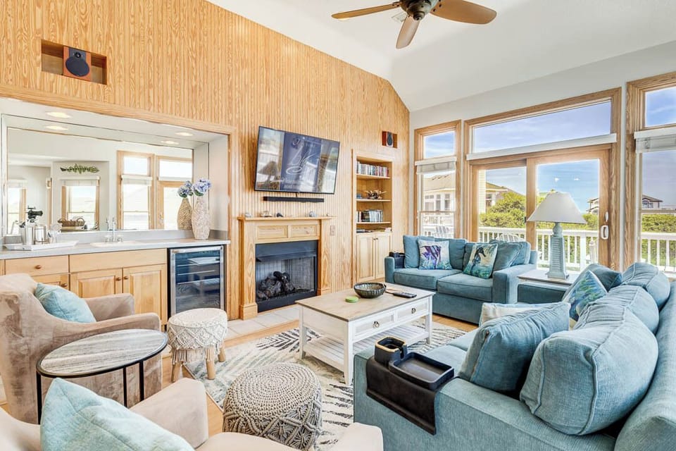 Top-Level Living Room with Deck Access