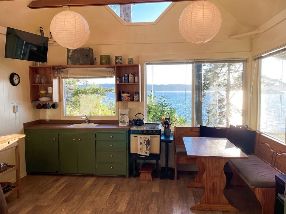 View of the bay from inside. 
