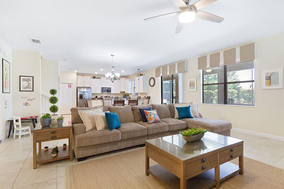 Enjoy an open living area with direct access to the kitchen
