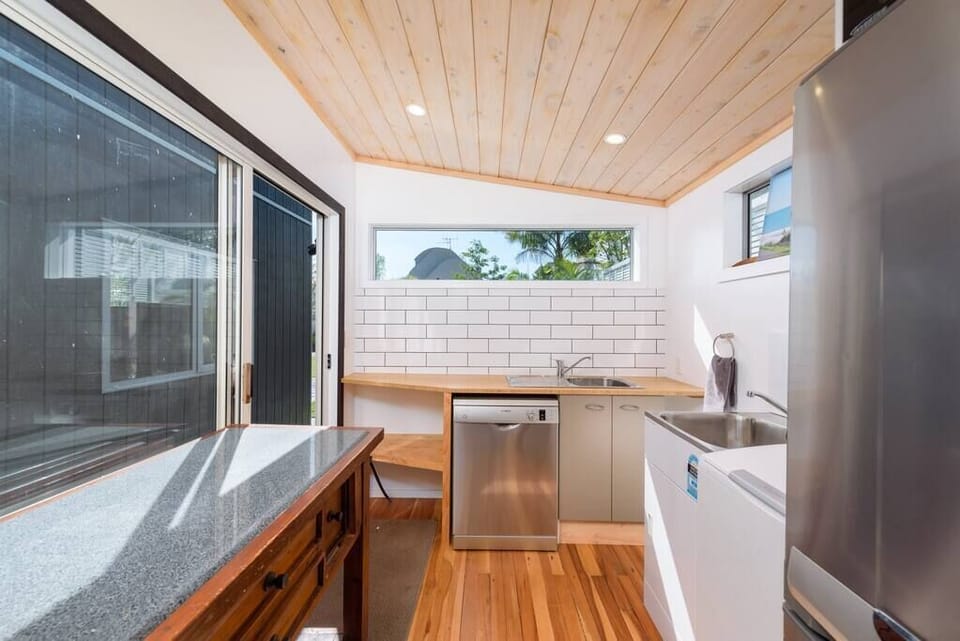 Second kitchen in amenities cabin