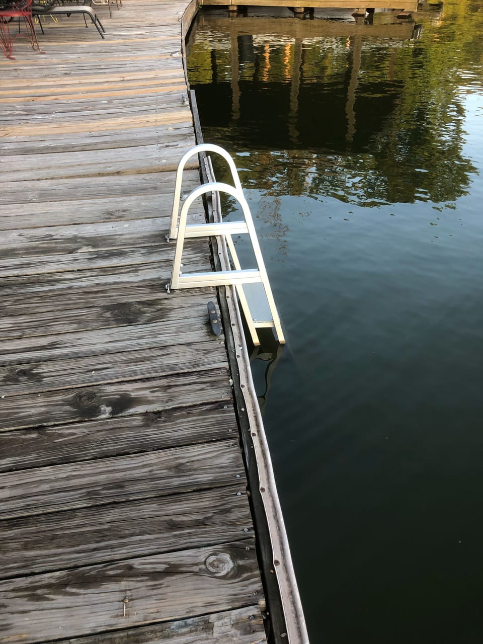 Run and jump! Use the swim ladder to exit. 