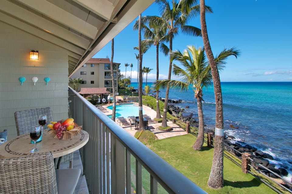 Looking Left of Lanai.  Two oceanside pools.