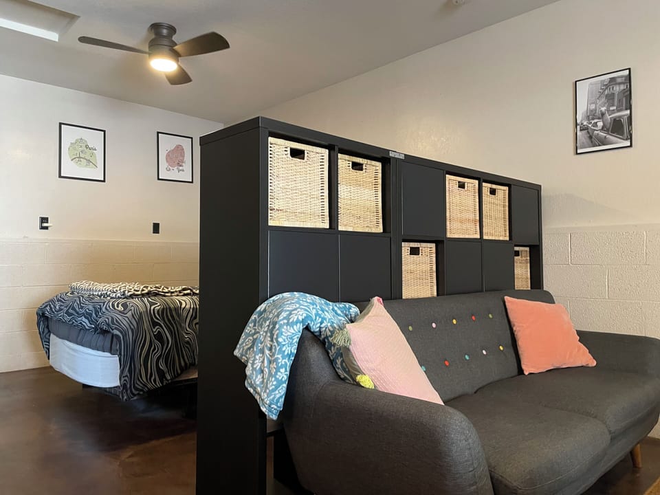 Ample storage and room divider