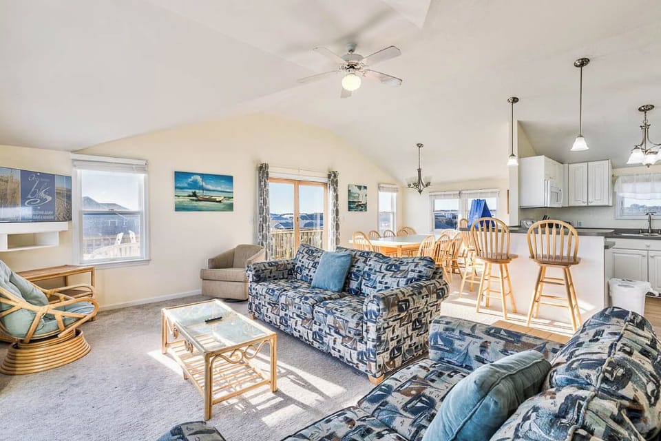 Top-Level Living Room with Deck Access