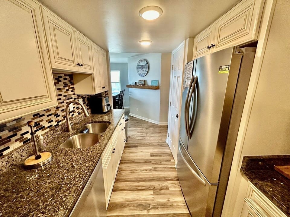 Indoors, Sink, Sink Faucet, Floor, Refrigerator
