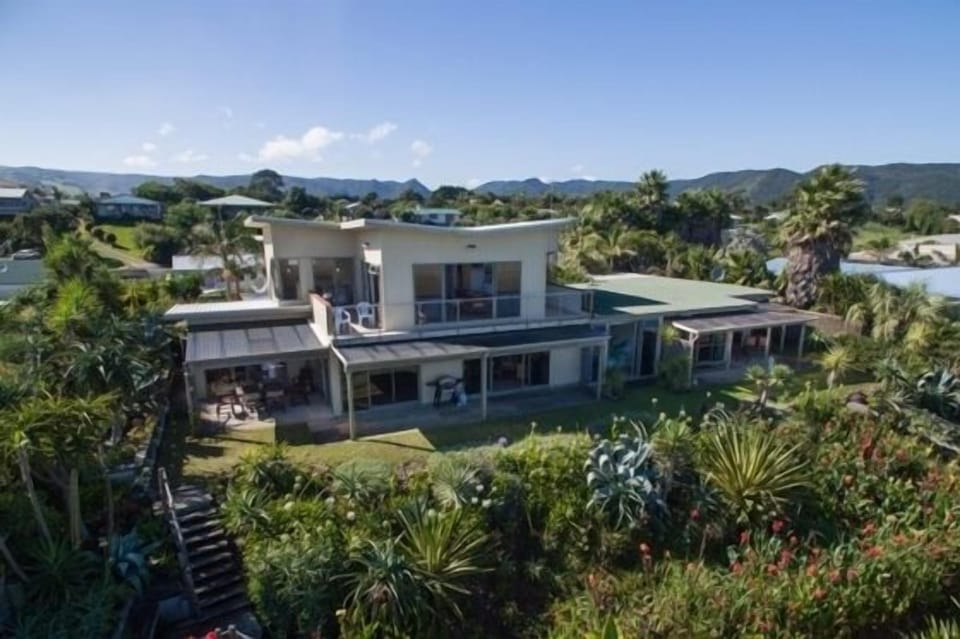 GEMS Seaside Lodge aerial view from beach aspect