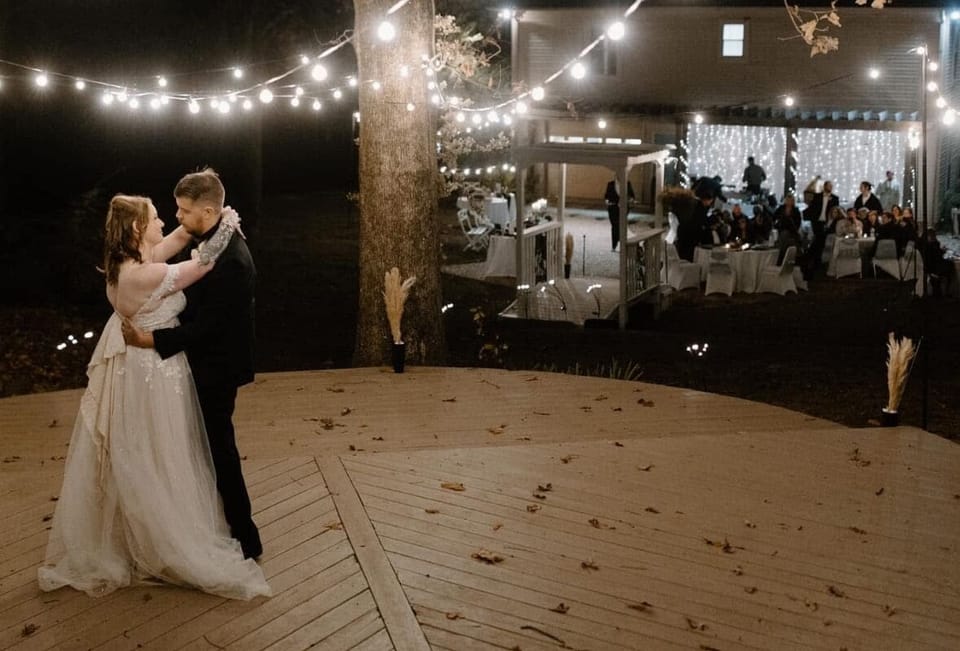 Area next to pond.  Makes a great dance floor for weddings etc.