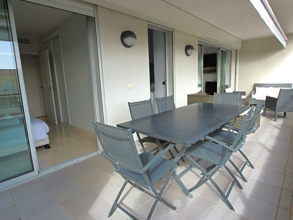 large terrace with light for the evening