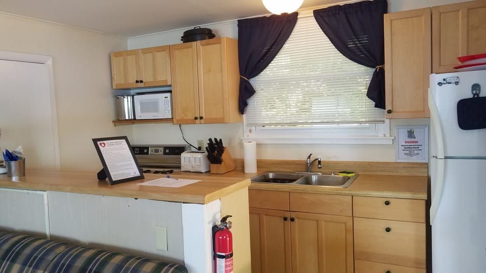 Fully stocked kitchen with microwave and all small appliances