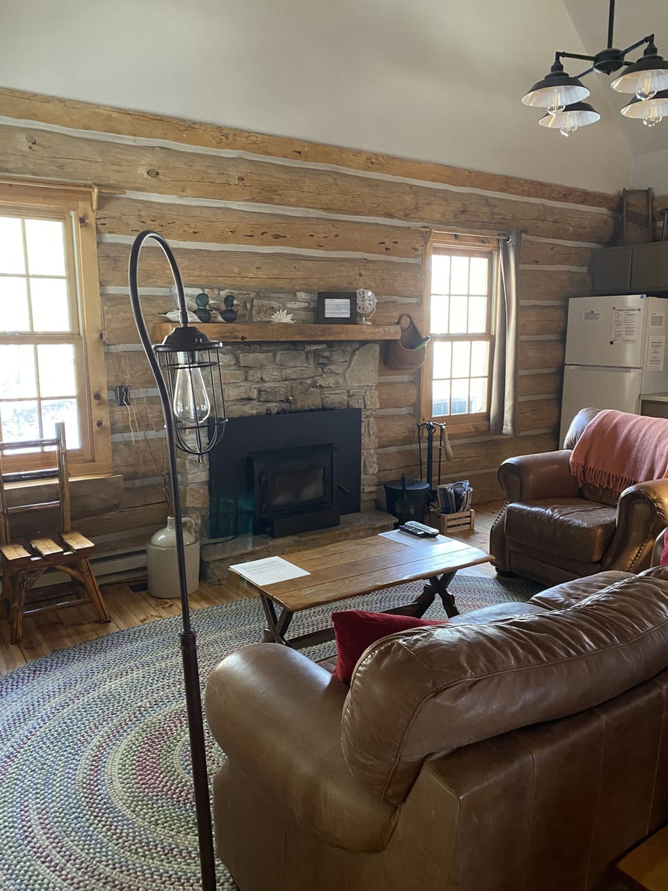 Wood burning heating efficient fireplace in great room