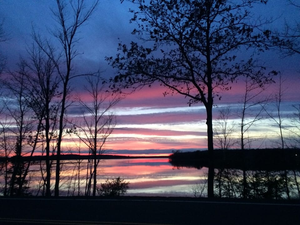 From the dock or deck beautiful western exposure for evening sunsets.
