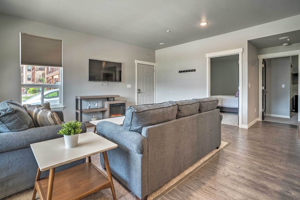 Living Room | 1st-Floor Condo | Sleeper Sofa | DVD Player | Electric Fireplace