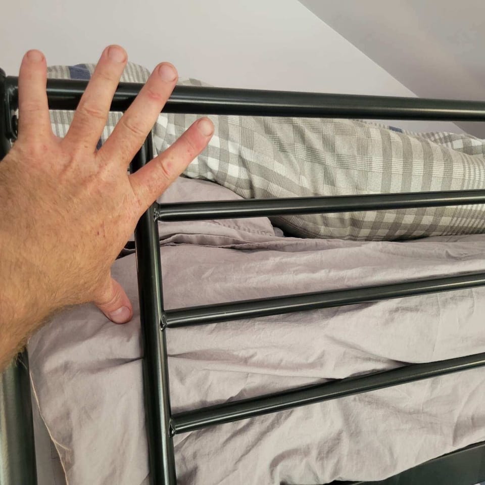 Depth of bunk bed rails