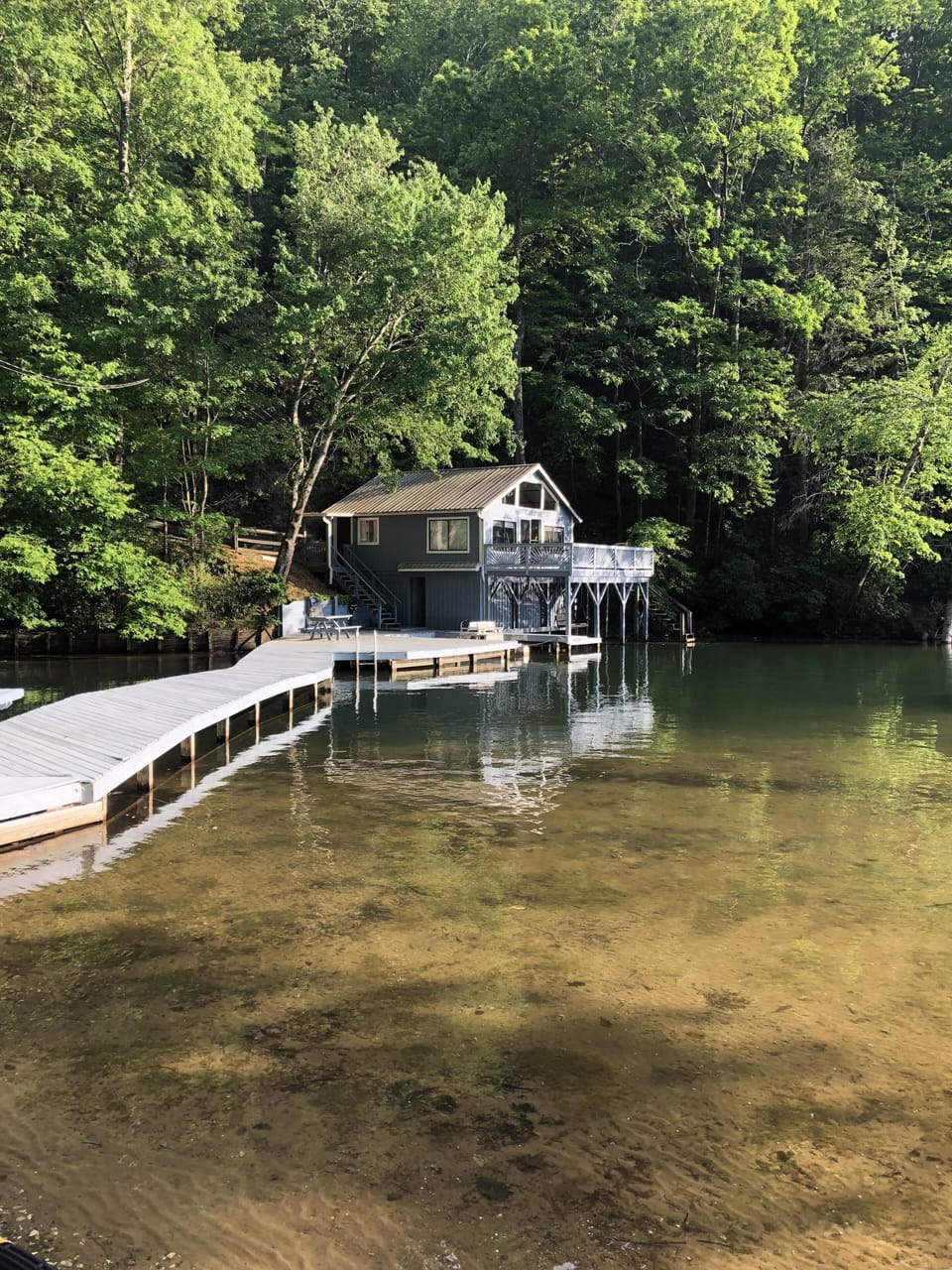 The waters of Lake Lure are so clear. There is a  shallow area & deep water too