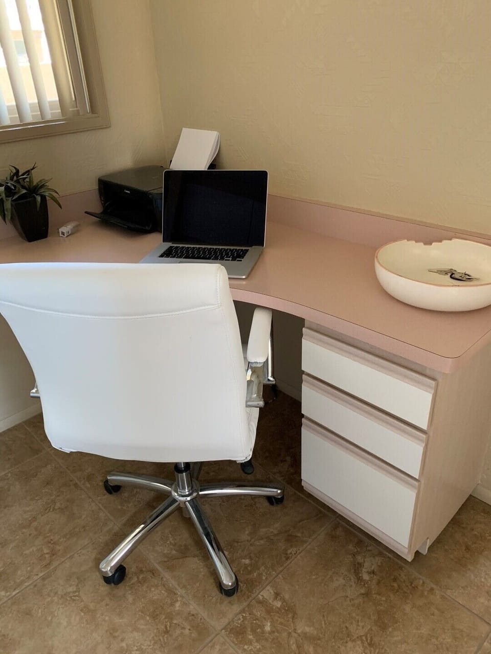 Computer work-station with printer.