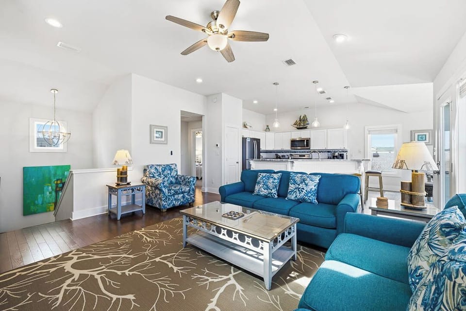Top-Level Living Room with Deck Access