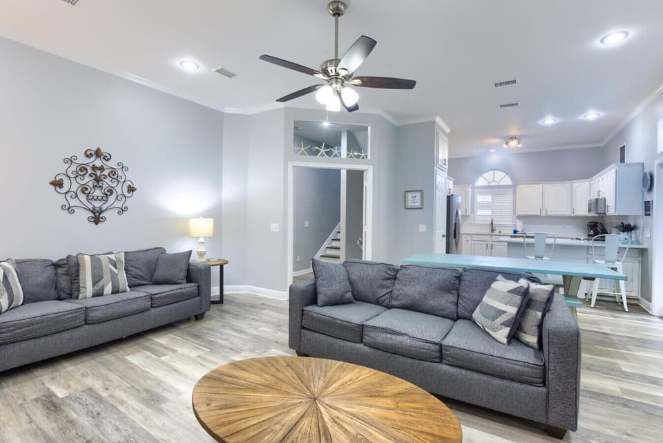 Modern, open-concept living space for the whole group