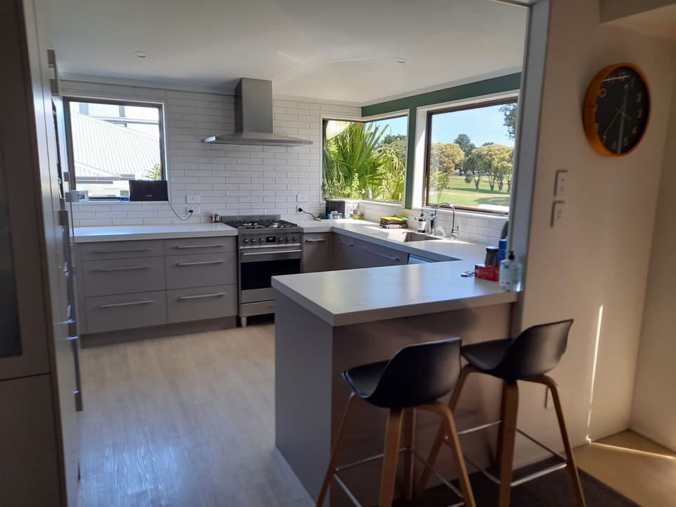 Kitchen overlooking the golf course.