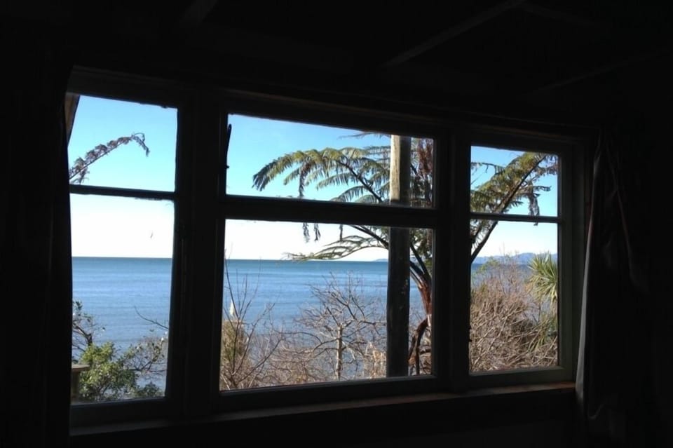 View from bedroom with single beds