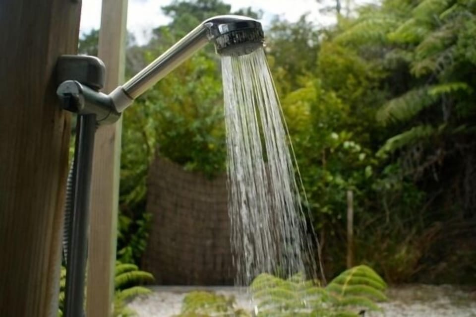 Extra outdoor shower with privacy.