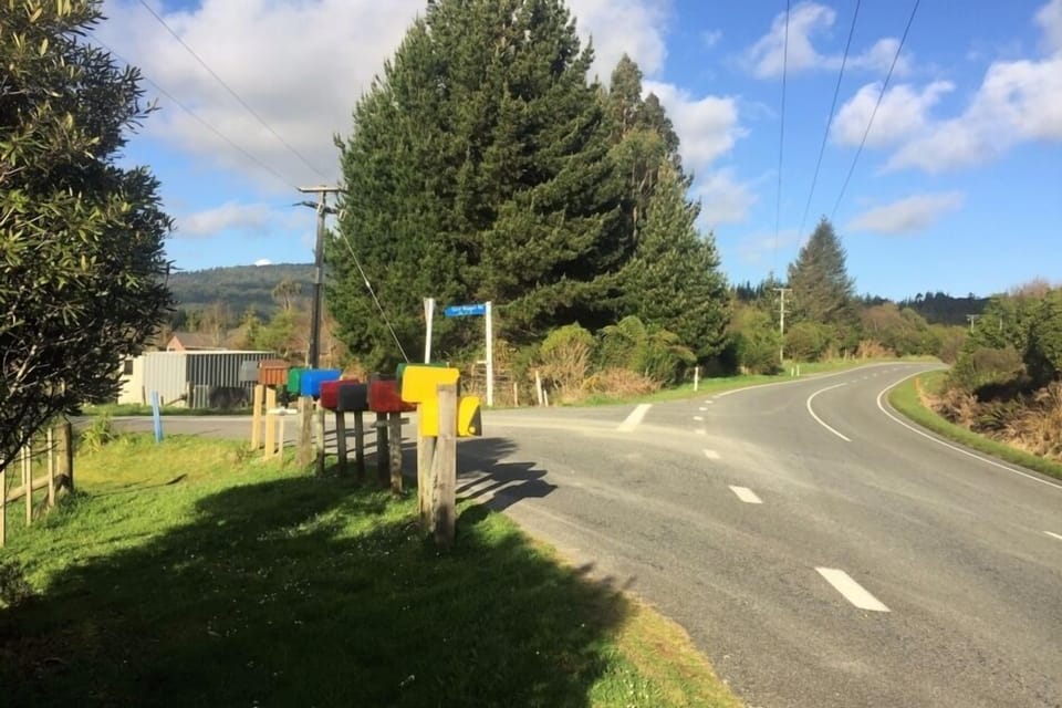 Gold Nugget Road where you turn left at these post boxes to reach out place