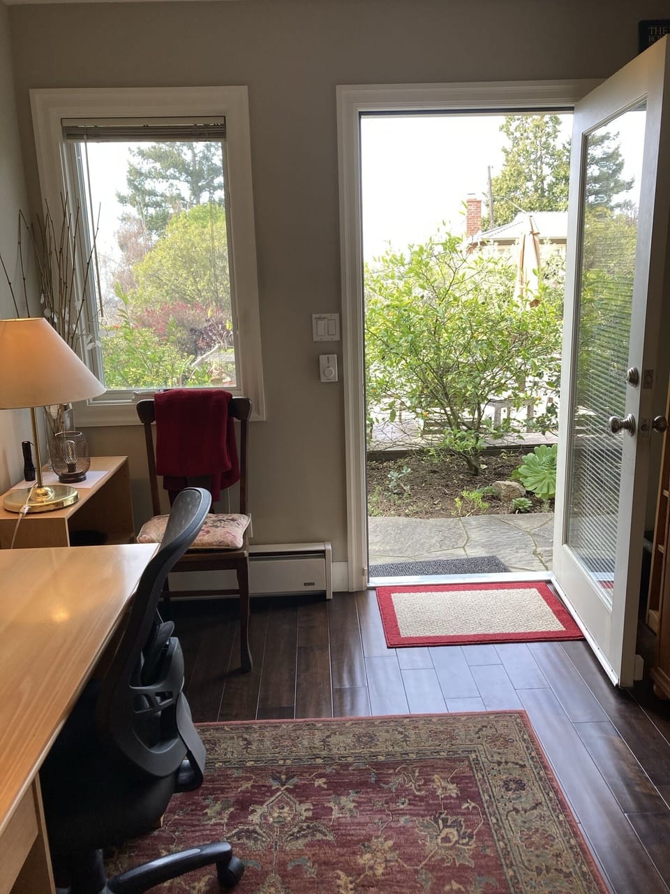 Looking out to deck from office