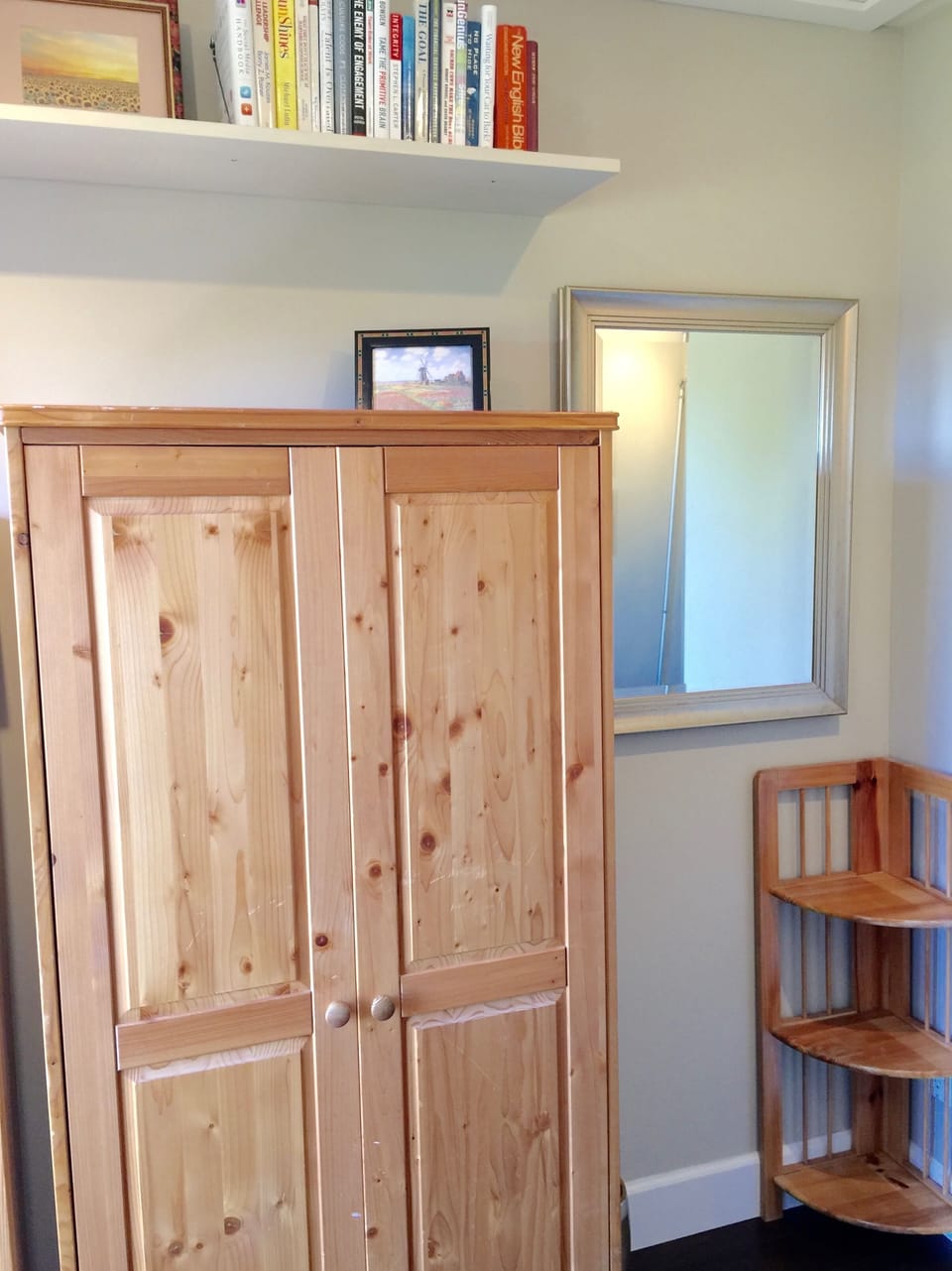 Armoire in the office for extra clothing storage if needed.