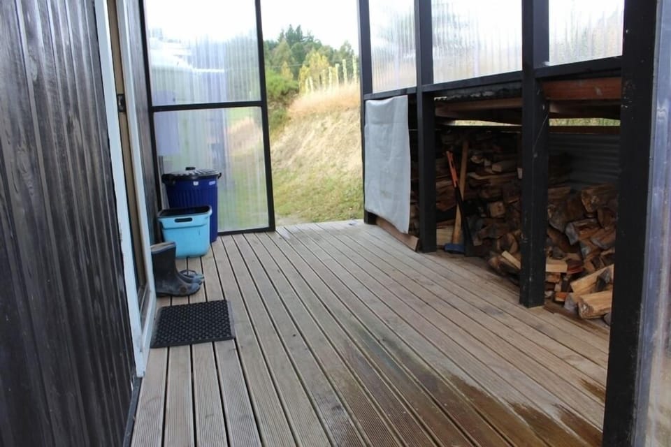 Back porch and wood storage