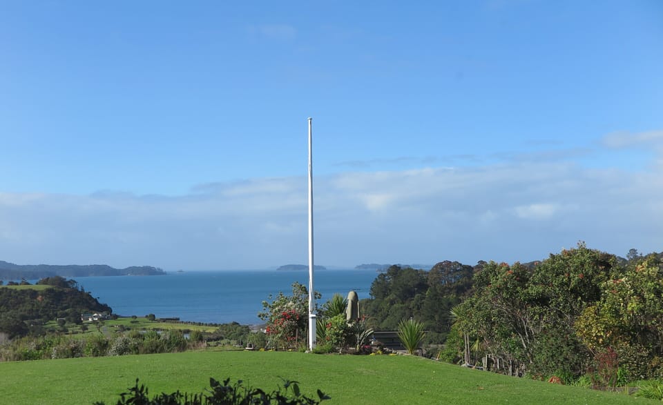 Vew from the patio over Christian bay and Kawau Island