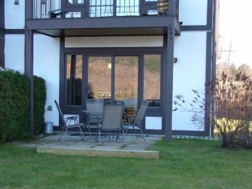 Private Patio overlooking Lac Tremblant and facing Mont Tremblant