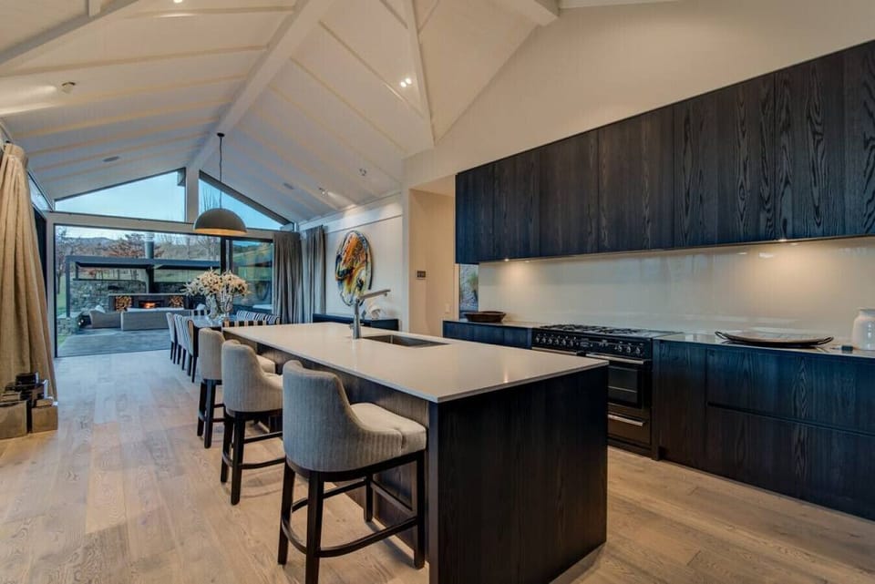 Kitchen bench with high stools